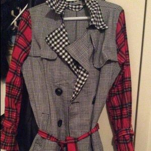 Fashion Nova plaid long jacket. Size M